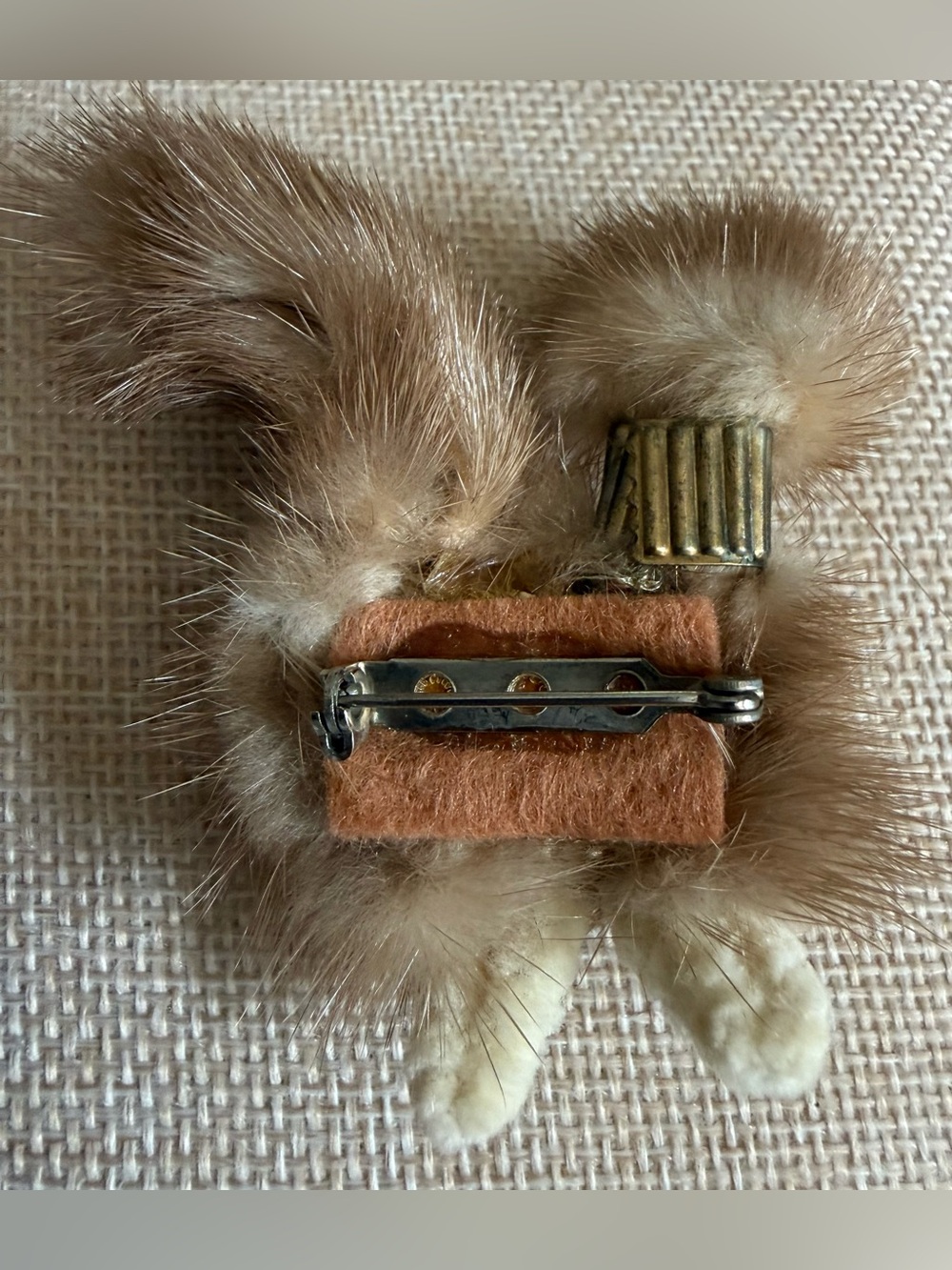Mink Fur Fox Brooch Vintage Tan Brown - Picture 3 of 10